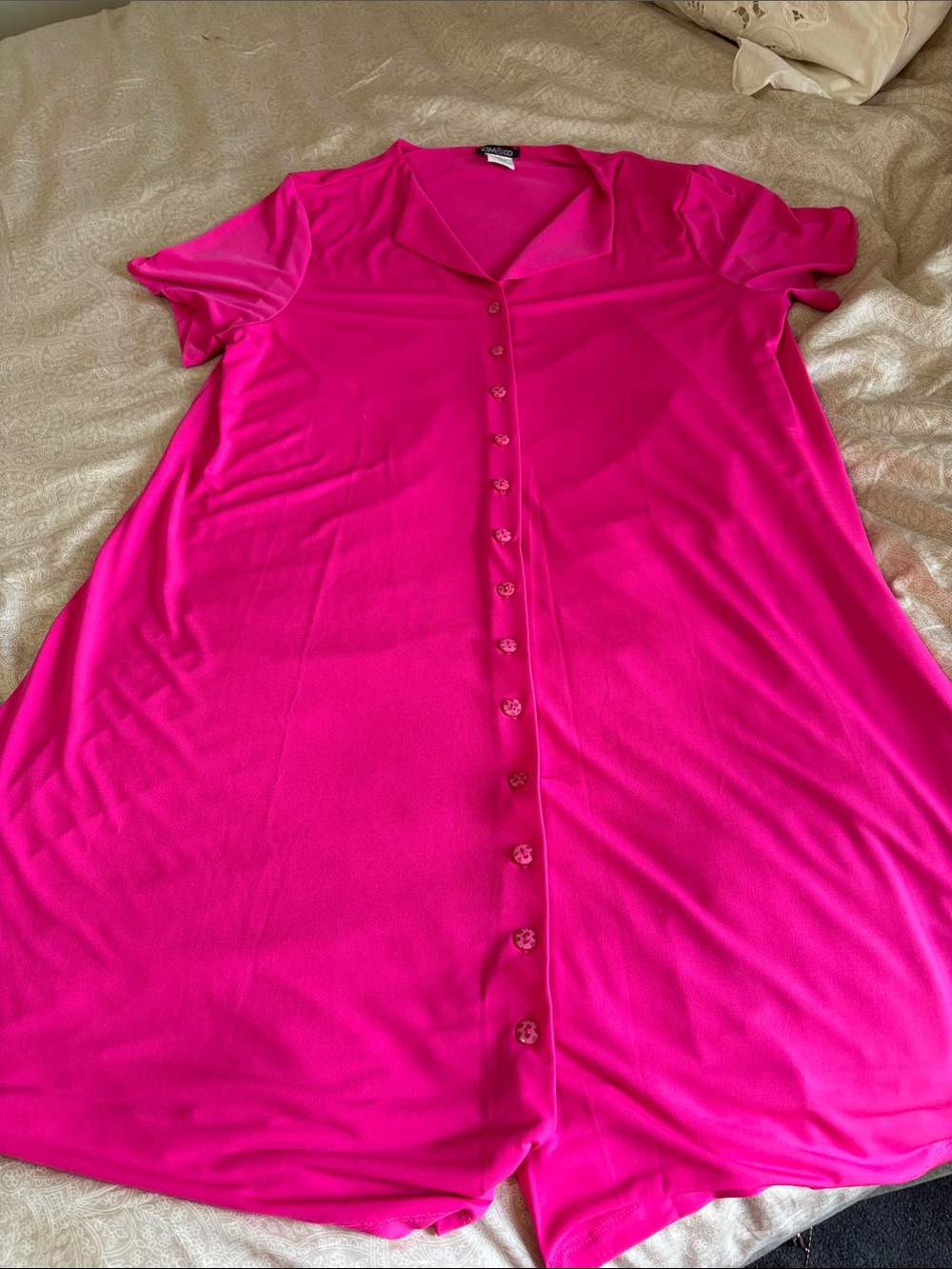 Kim and Co Button-Front Hot Pink Women's Dress
